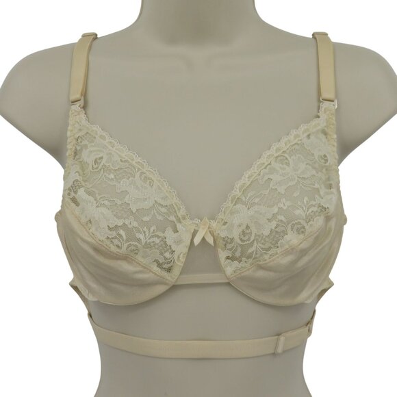 VTG Backless Smoothie 34B Bra Style 164 Cream Flower Floral Lace Unlined Women - Picture 1 of 13